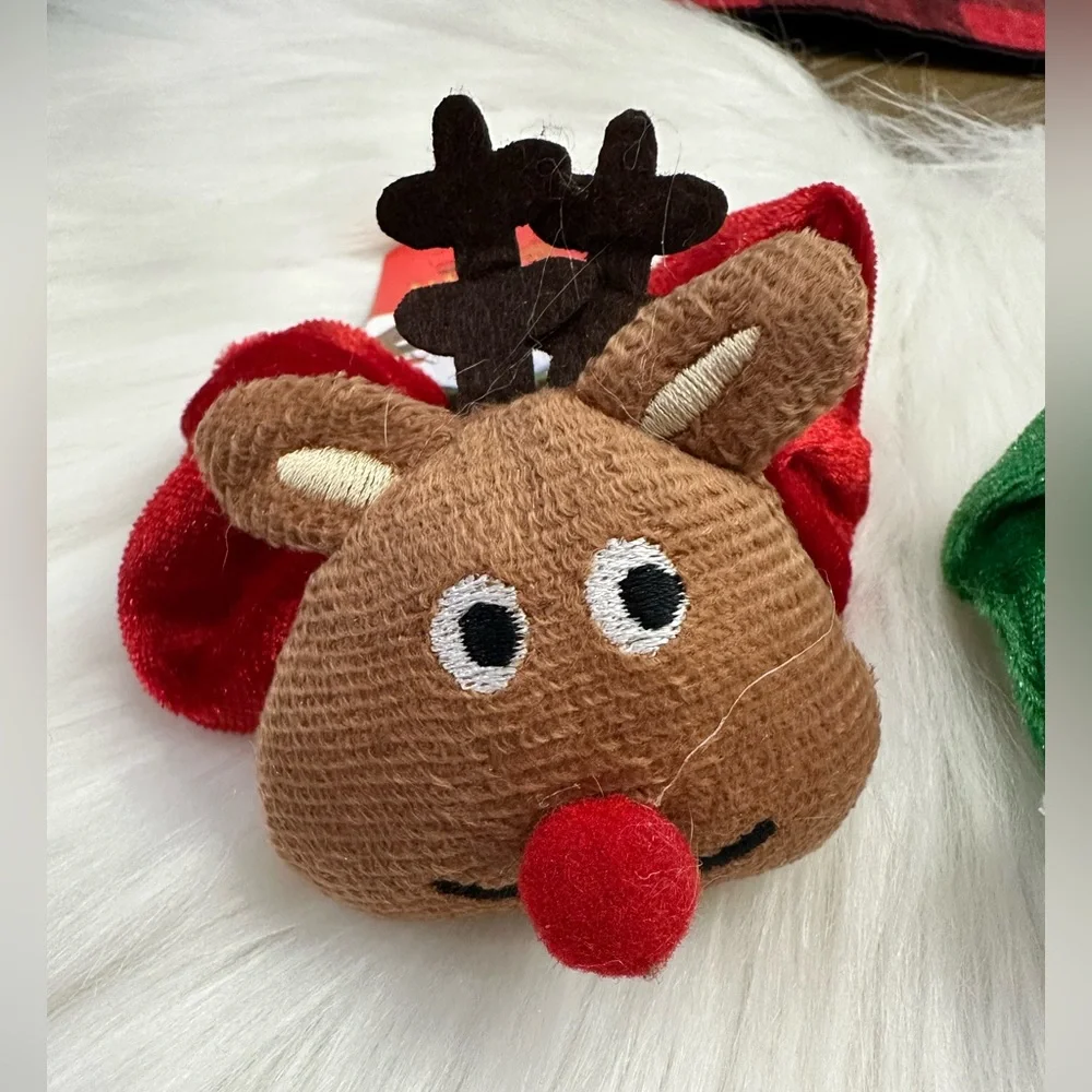 🎄 Holiday Scrunchie Set –‎ Santa & Reindeer | Velvet Christmas Hair Ties